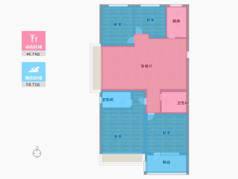 山东省-济宁市-九巨龙龙城水景苑-93.99-户型库-动静分区