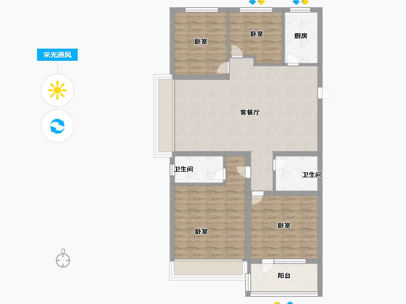 山东省-济宁市-九巨龙龙城水景苑-93.99-户型库-采光通风