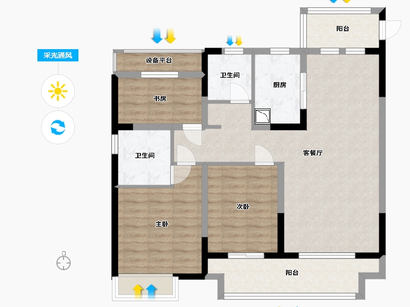 安徽省-蚌埠市-蚌埠淮上万达广场-91.20-户型库-采光通风