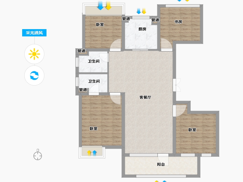 山东省-菏泽市-中璟珑璟湾-111.99-户型库-采光通风