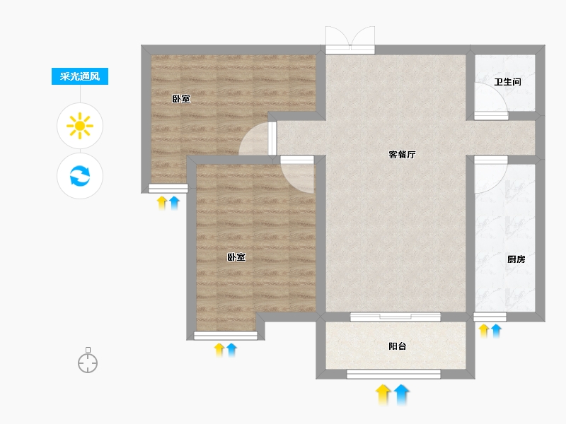 河南省-洛阳市-丽都名邸-70.11-户型库-采光通风