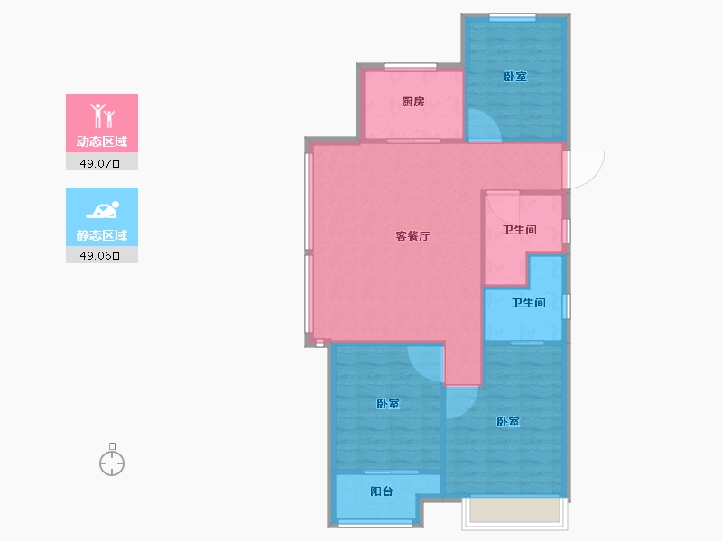 浙江省-嘉兴市-万科·城市之光-90.00-户型库-动静分区