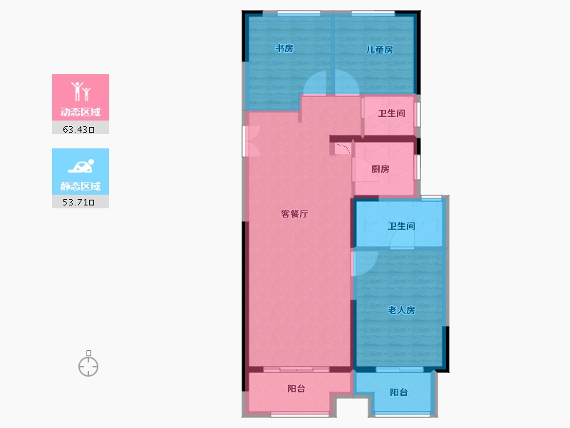 河南省-郑州市-正弘·青云筑-106.01-户型库-动静分区