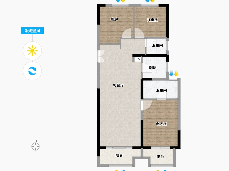 河南省-郑州市-正弘·青云筑-106.01-户型库-采光通风