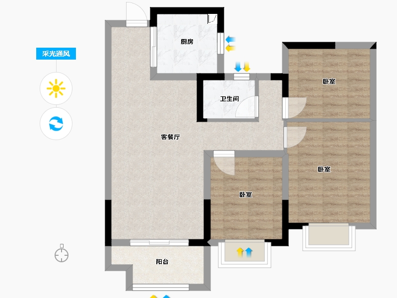 安徽省-合肥市-学林春晓-74.00-户型库-采光通风