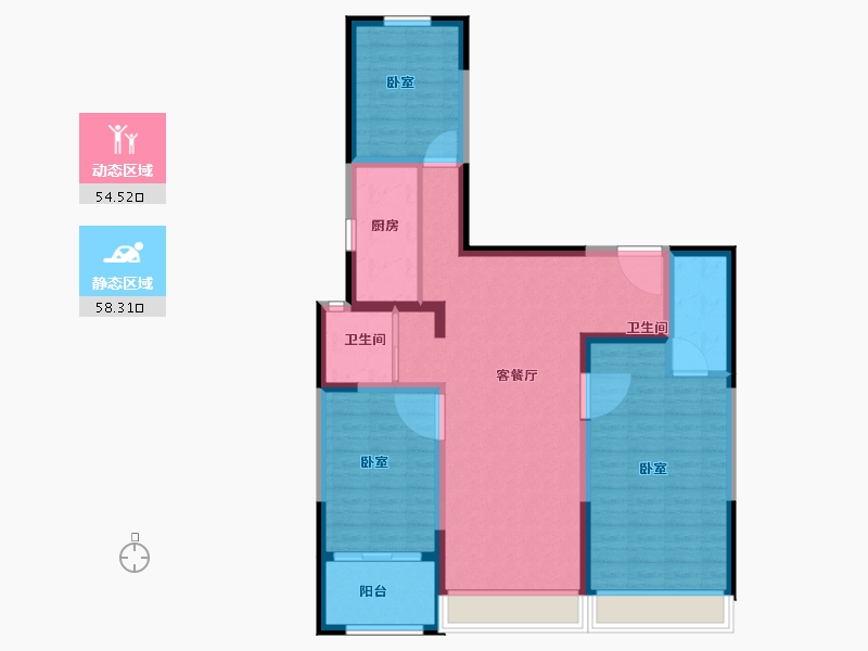 河南省-郑州市-融创蘭园-101.00-户型库-动静分区