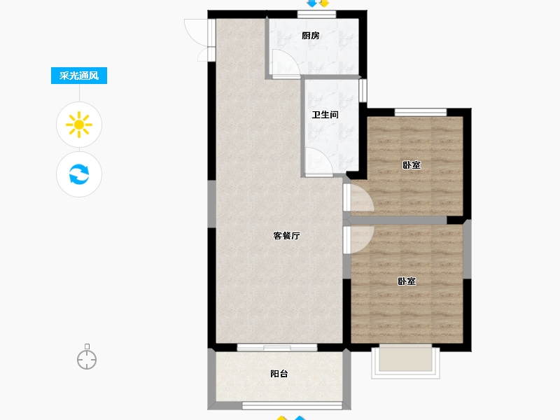 河南省-安阳市-建业凤凰城北岸-72.00-户型库-采光通风