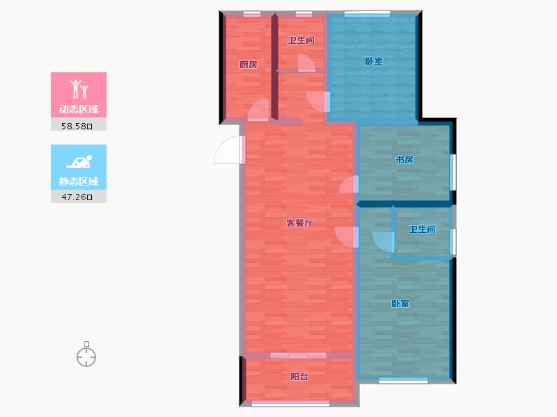 河南省-郑州市-华瑞·紫金嘉苑-94.38-户型库-动静分区