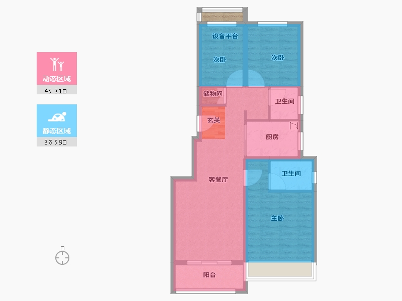 浙江省-台州市-宝龙宏地官河上城-73.79-户型库-动静分区