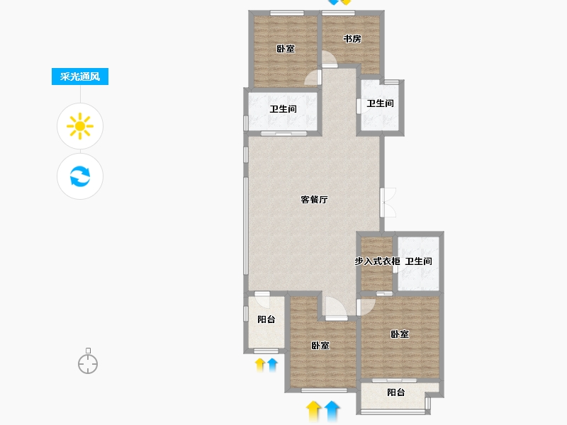 山东省-德州市-绿城百合花园-140.55-户型库-采光通风