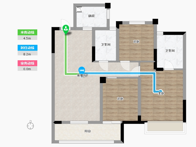 安徽省-蚌埠市-新威·龙门壹品-87.50-户型库-动静线