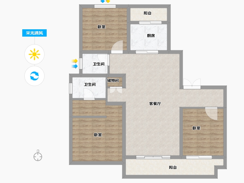 河南省-洛阳市-中浩德山水文苑-102.00-户型库-采光通风