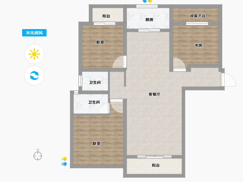 河南省-洛阳市-中浩德山水文苑-103.00-户型库-采光通风