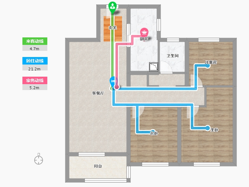 山东省-烟台市-融创蓝天壹號-86.00-户型库-动静线