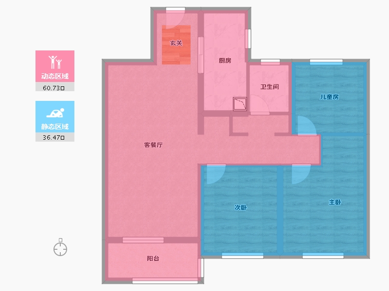 山东省-烟台市-融创蓝天壹號-86.00-户型库-动静分区