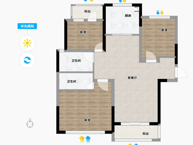 河南省-焦作市-新时代8号院-93.83-户型库-采光通风