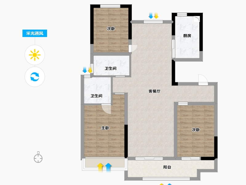 安徽省-蚌埠市-翰林府-105.52-户型库-采光通风