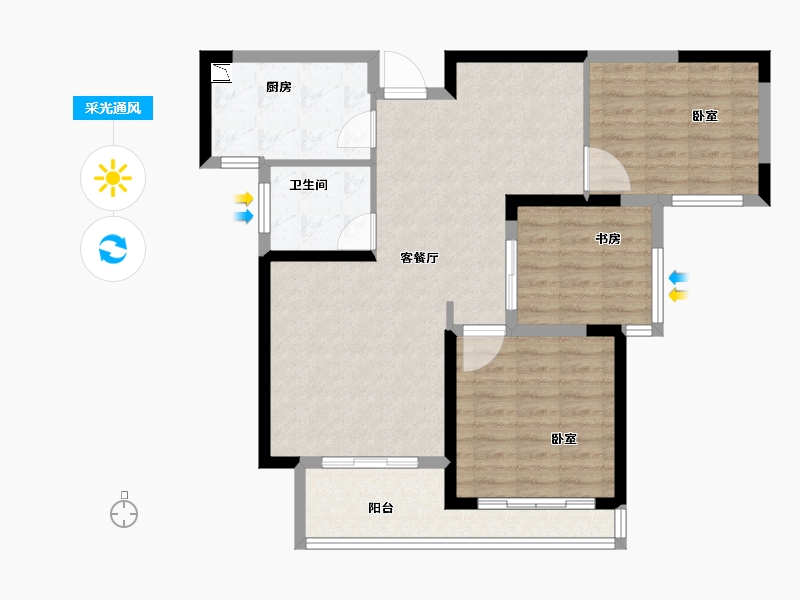 河南省-焦作市-新时代8号院-89.03-户型库-采光通风