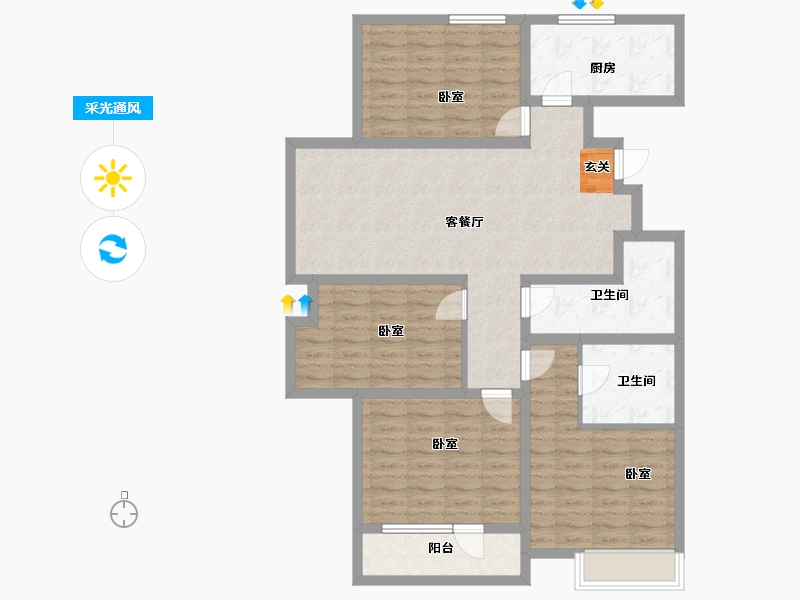 山东省-青岛市-海信都市逸品-109.75-户型库-采光通风