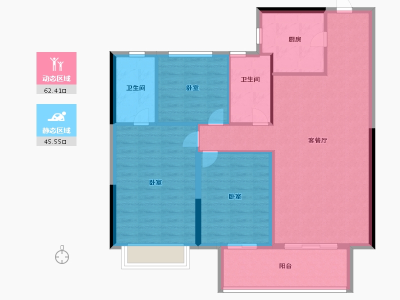 河南省-郑州市-华润置地凯旋门-98.00-户型库-动静分区