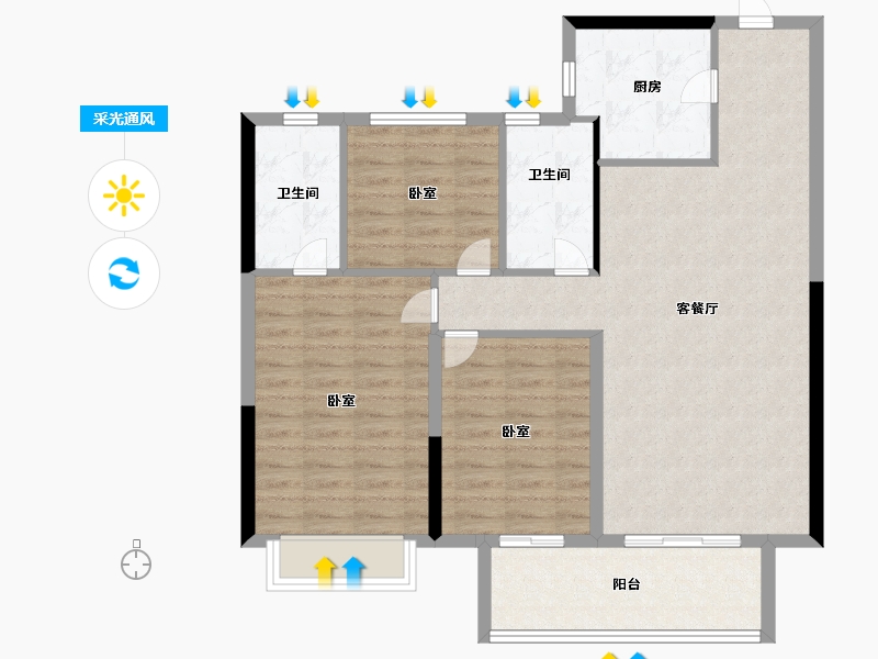 河南省-郑州市-华润置地凯旋门-98.00-户型库-采光通风