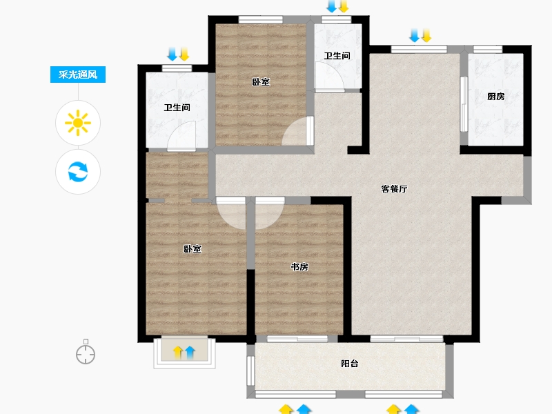 河南省-新乡市-禹洲嘉誉公元-114.47-户型库-采光通风