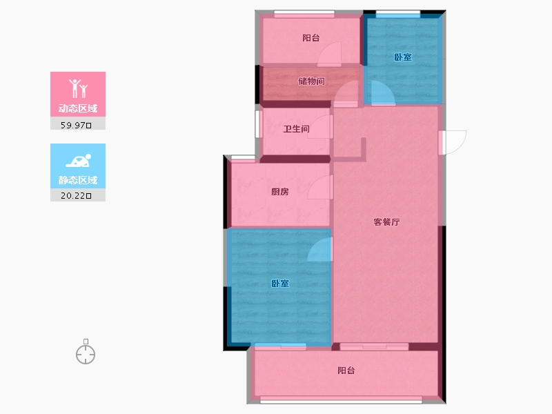 河南省-郑州市-华润置地凯旋门-71.87-户型库-动静分区