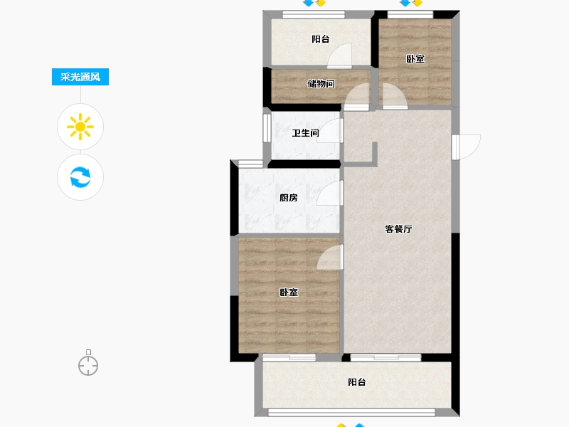 河南省-郑州市-华润置地凯旋门-71.87-户型库-采光通风