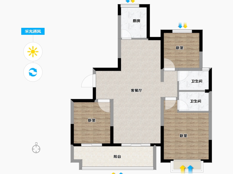 山东省-临沂市-高新·科技佳苑-101.99-户型库-采光通风