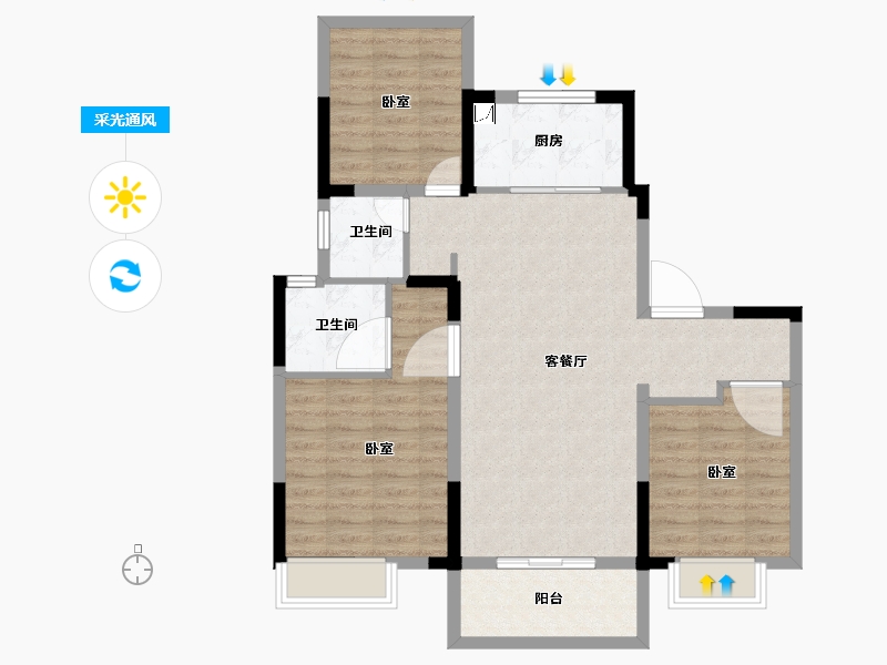 安徽省-合肥市-学林春晓-88.00-户型库-采光通风