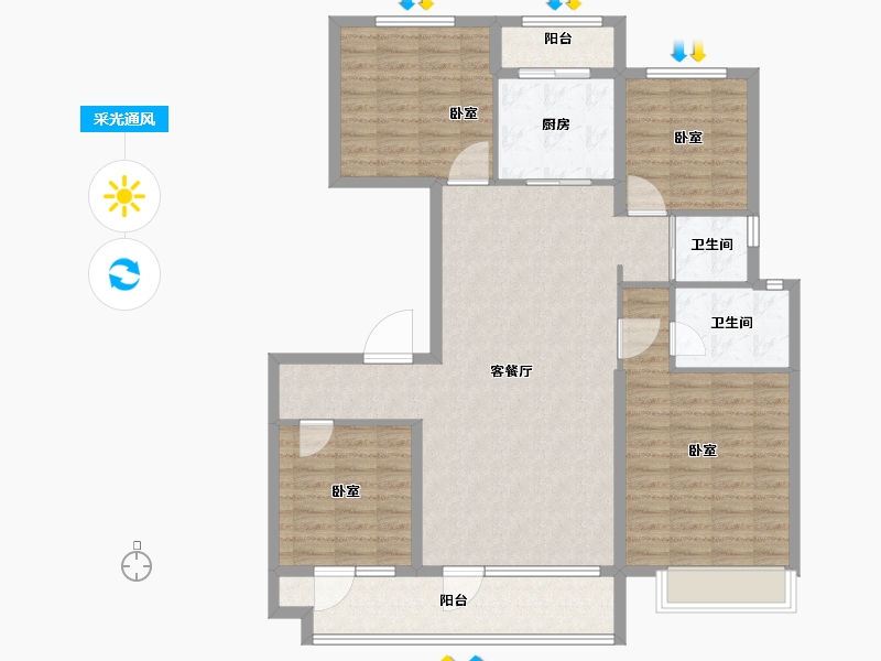 山东省-临沂市-碧桂园凤凰壹品-120.00-户型库-采光通风