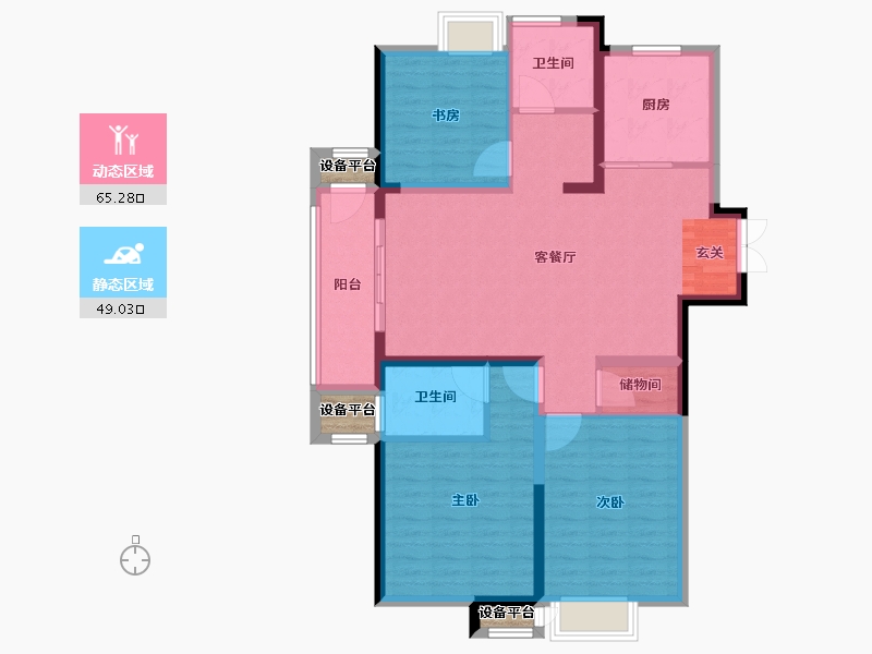 江苏省-常州市-绿地武宜珑庭-106.00-户型库-动静分区