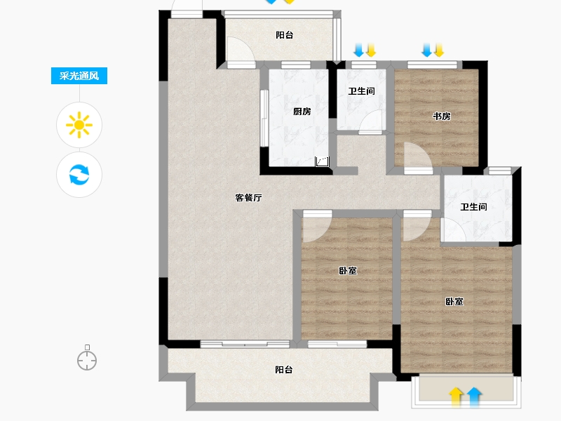 河南省-洛阳市-建业永宁上院-100.00-户型库-采光通风