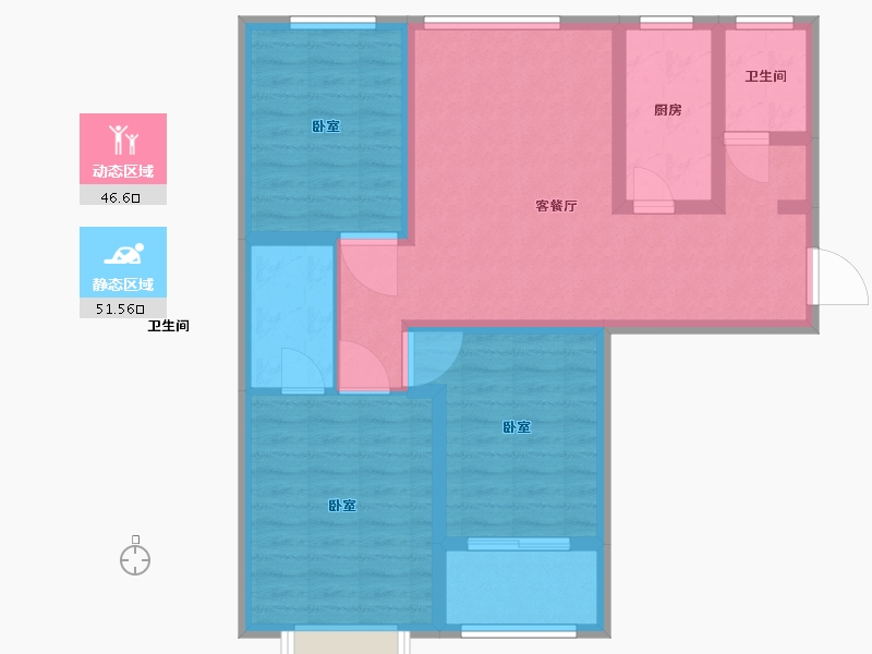 山东省-聊城市-汇利幸福里-86.95-户型库-动静分区