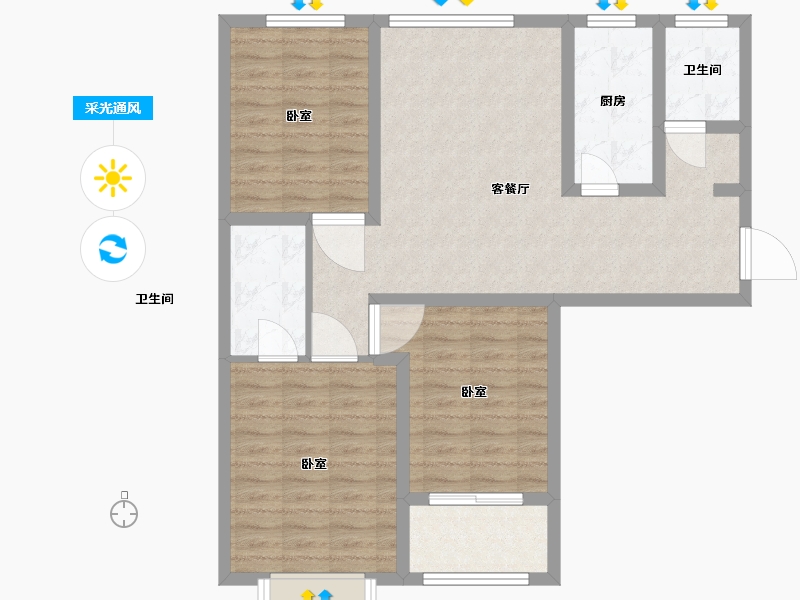 山东省-聊城市-汇利幸福里-86.95-户型库-采光通风