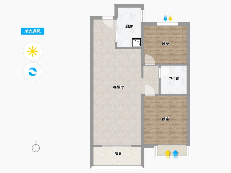 山东省-济南市-中铁诺德生态城-68.06-户型库-采光通风