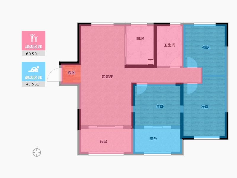 山东省-青岛市-银盛泰嘉富丽苑-94.67-户型库-动静分区