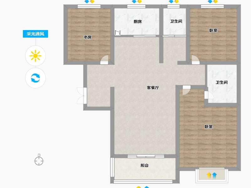 河南省-洛阳市-安泰山水华庭-104.31-户型库-采光通风