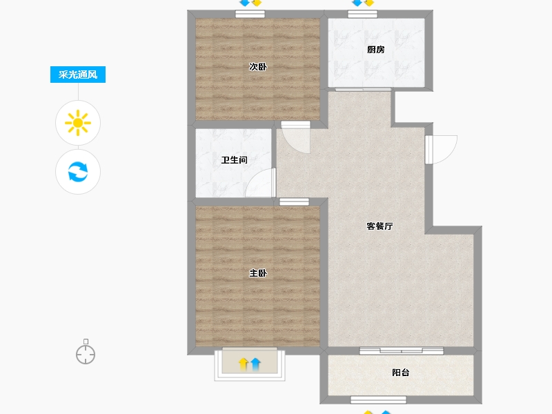 山东省-潍坊市-滨海福地世家-83.00-户型库-采光通风