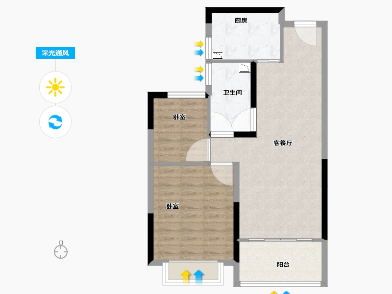 河南省-开封市-郑东恒大滨河悦府-66.00-户型库-采光通风