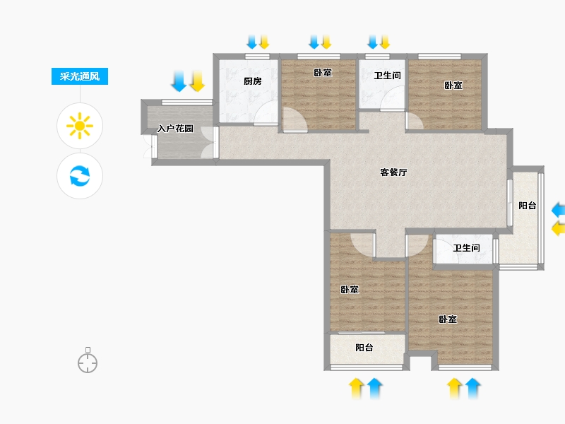 河南省-洛阳市-恒生光合城住宅-117.00-户型库-采光通风