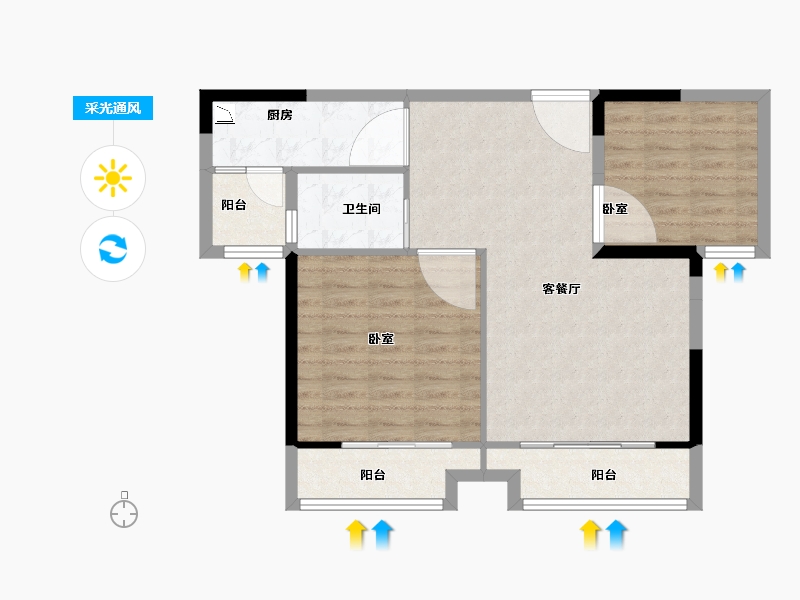 河南省-洛阳市-恒生光合城住宅-73.73-户型库-采光通风