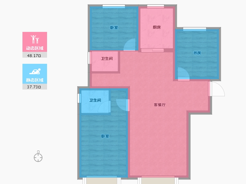 新疆维吾尔自治区-乌鲁木齐市-佳源丝路文化城-76.61-户型库-动静分区