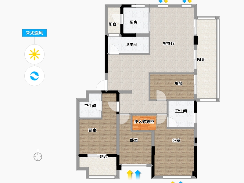 河南省-郑州市-中建梅溪上郡-129.00-户型库-采光通风