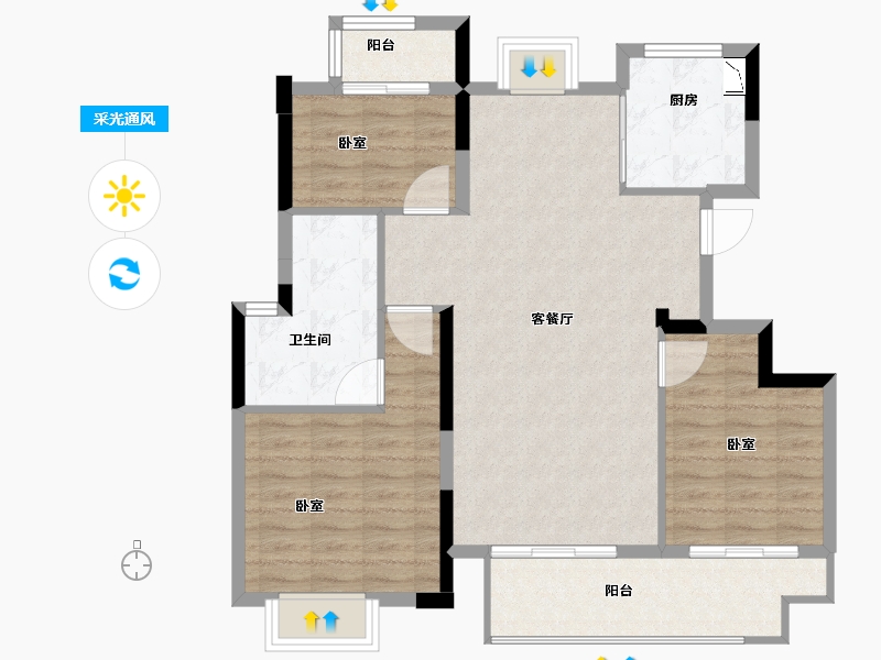 河南省-开封市-中闽·杞国和院-91.00-户型库-采光通风