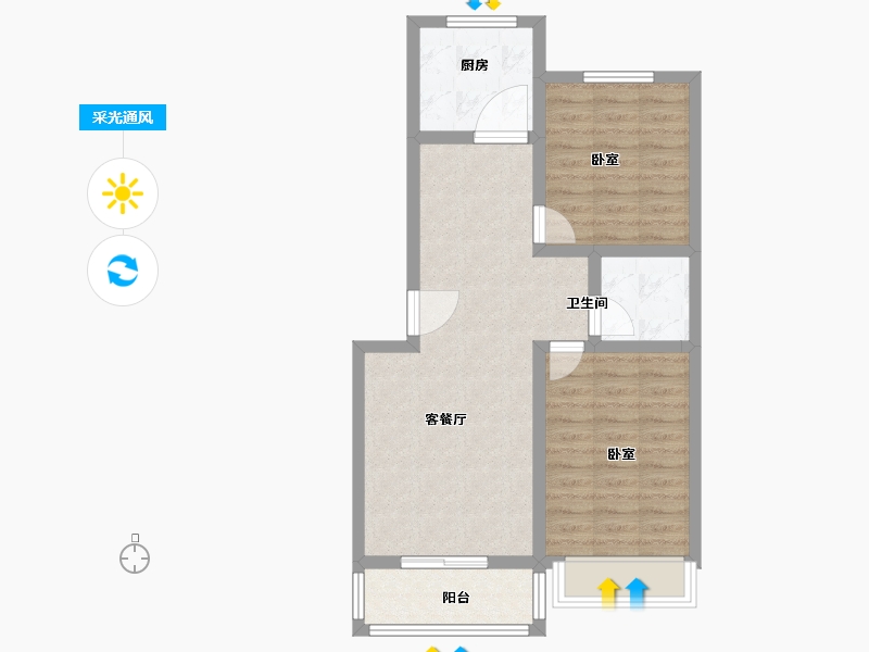 河南省-新乡市-开元新城-66.19-户型库-采光通风