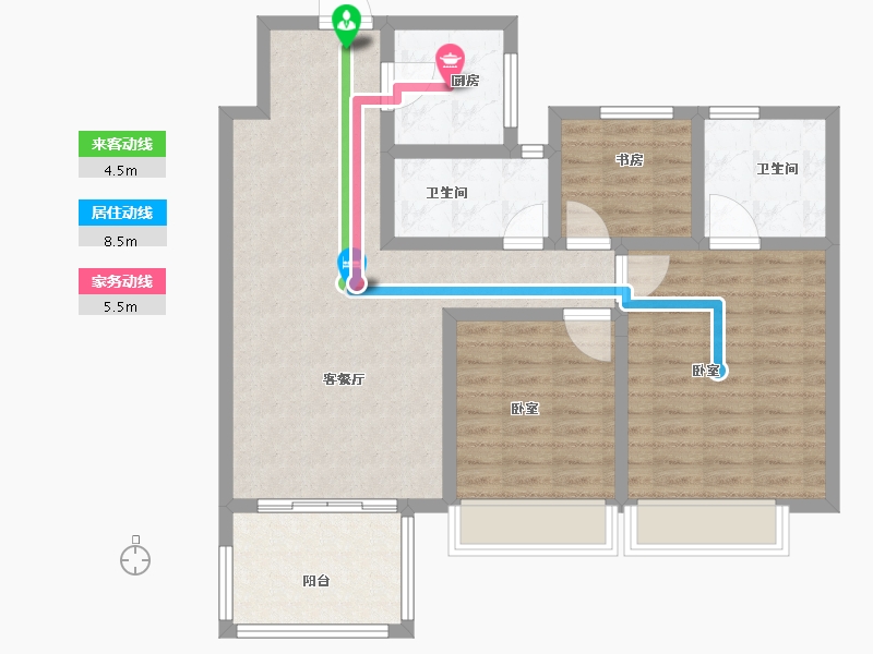 河南省-新乡市-绿都温莎城邦-90.82-户型库-动静线