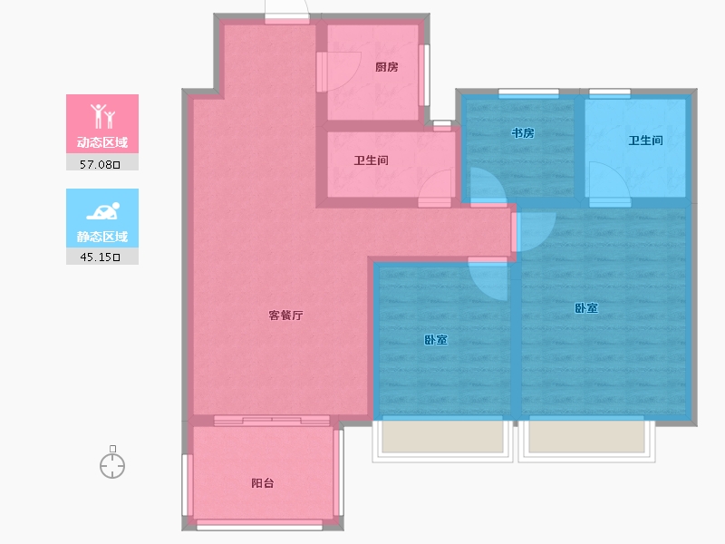 河南省-新乡市-绿都温莎城邦-90.82-户型库-动静分区