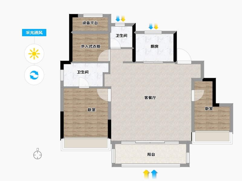 浙江省-绍兴市-新城悦隽公馆-102.00-户型库-采光通风