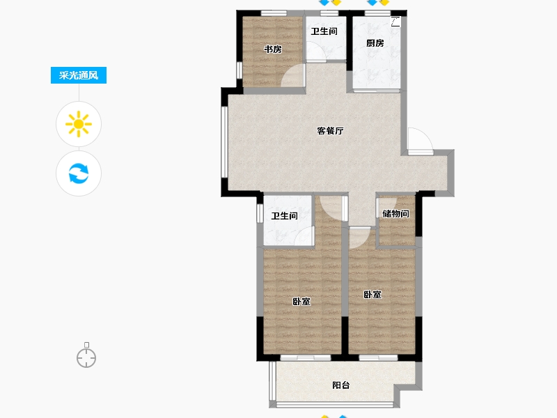 安徽省-合肥市-海尔产城创云玺-100.79-户型库-采光通风